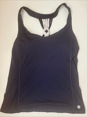 🌸EUC Lilly Pulitzer Navy and White Pilar Bra Braided-Back Athletic Tank